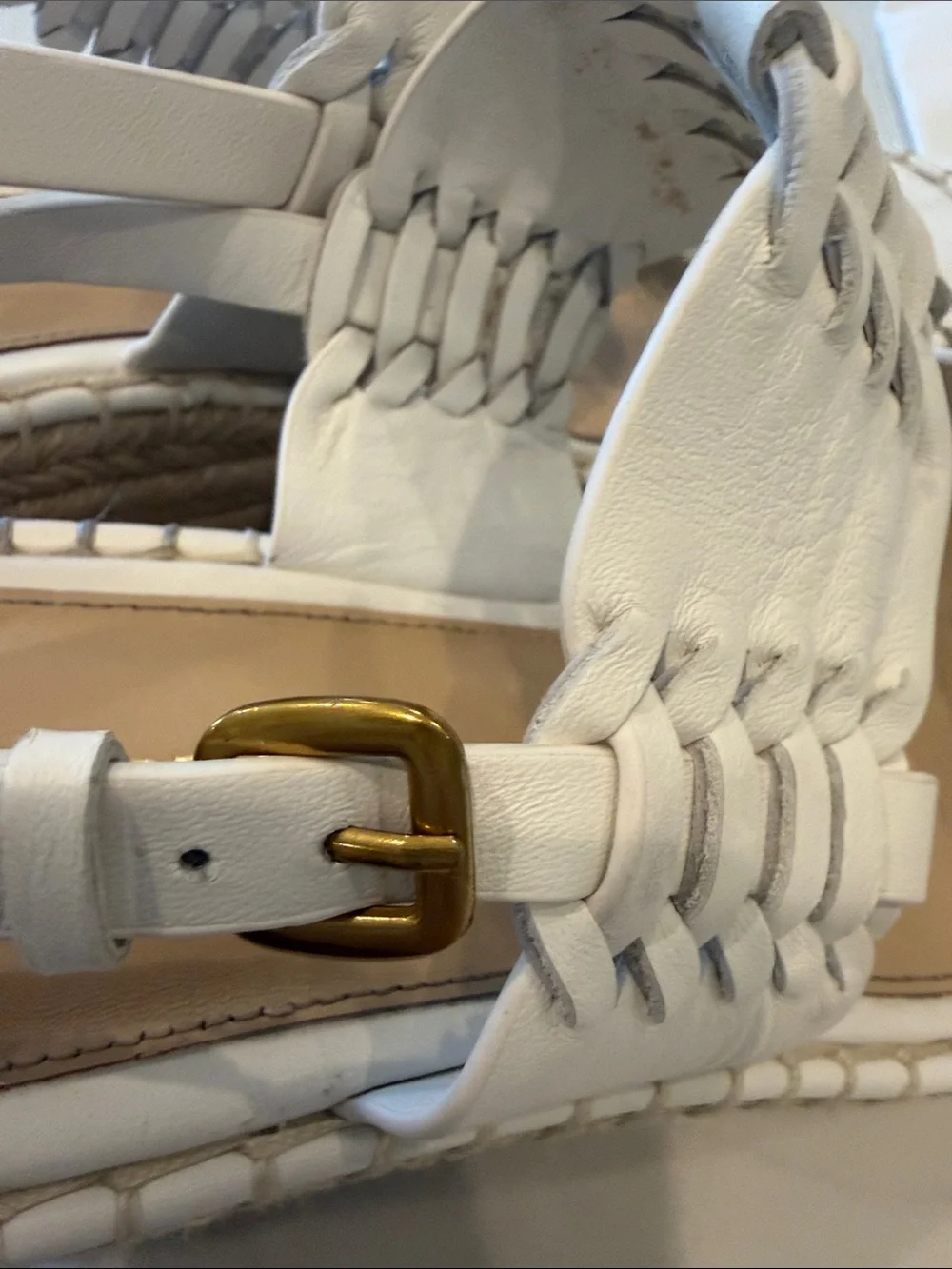 Veronica Beard  RIYA Cream Woven Leather Espadrille Slingback Sandals